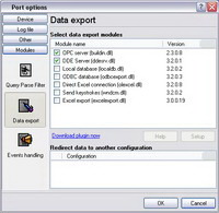 Export plugins of TCP Data Logger