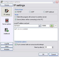 TCP Logger. TCP Port Settings